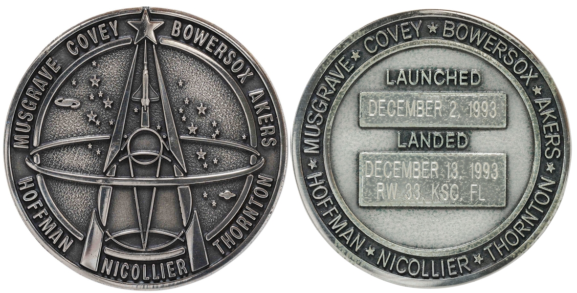 Flown Robbins Medallion from STS-61 Space Shuttle Endeavour -- From the Personal Collection of STS-61 Astronaut Story Musgrave and With His LOA