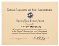 20-Year Service Award Presented to Astronaut Story Musgrave by NASA