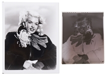 Original Negative of Jayne Mansfield with Graphite Retouching Visible -- Photograph by Bert Six Measures 8 x 9.875