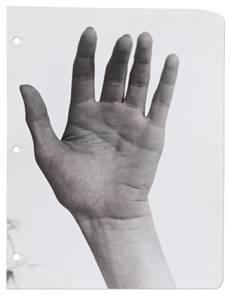 Original 8.5 x 11 Photo of Marilyn Monroes Palm, Taken by Andre de Dienes, With de Dienes Backstamp & Hand-Annotated on Verso by de Dienes