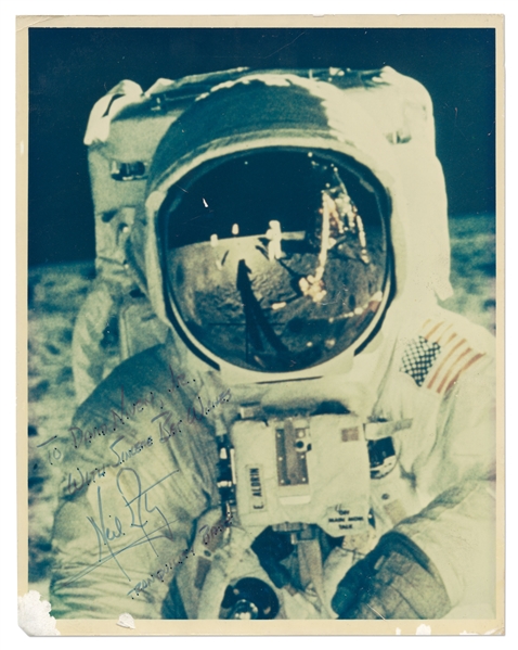 Neil Armstrong Signed 8'' x 10'' Photo with ''A Kodak Paper'' Watermark -- Armstrong Adds ''Tranquility Base'' Underneath His Signature