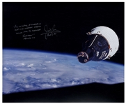 James Lovell and Frank Borman Signed 20'' x 16'' Photo of the Gemini VII Spacecraft, as Seen by Gemini VI-A in Rendezvous