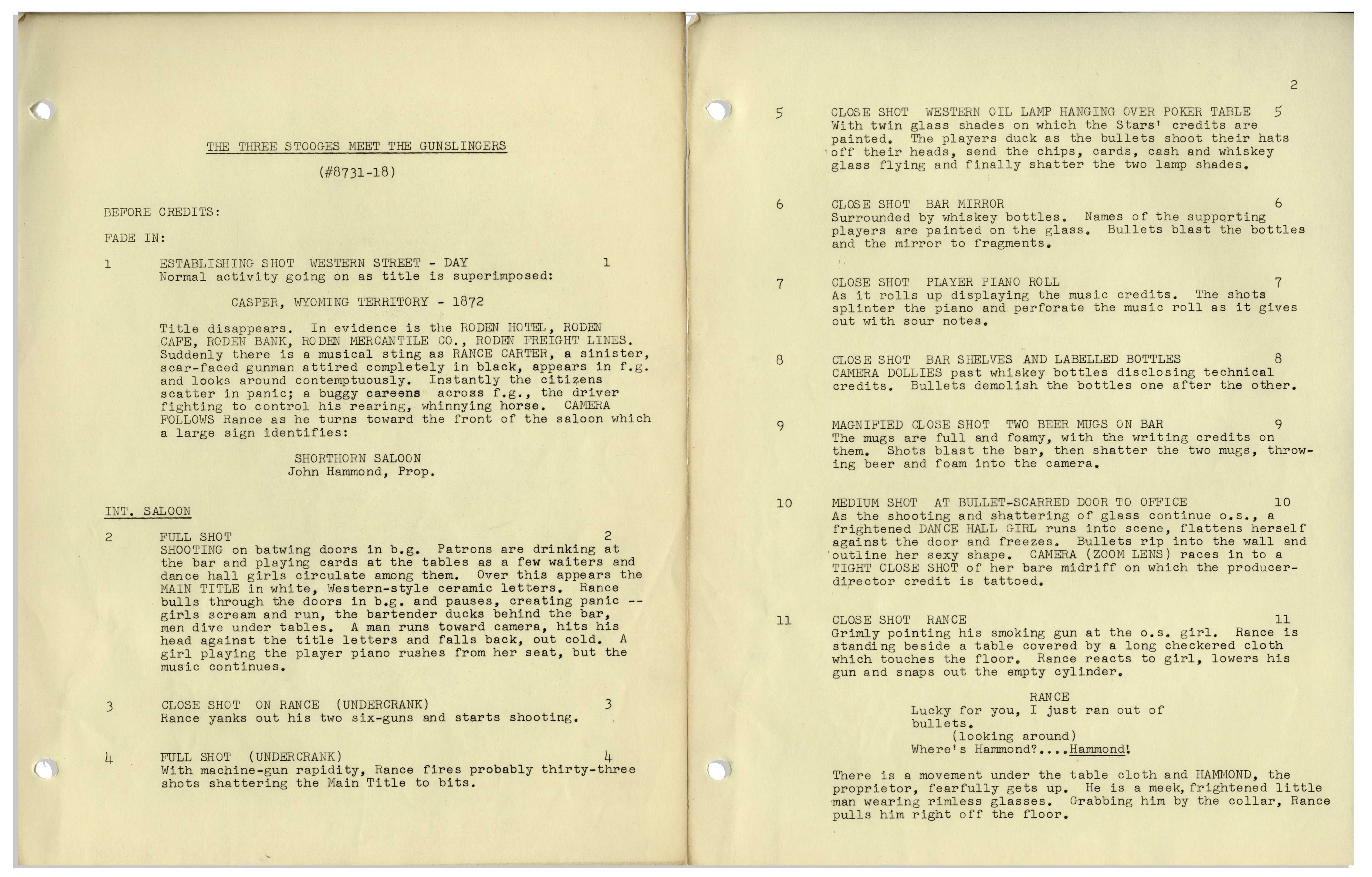 Outlaws Script Lot Detail - Moe Howard Personally Owned Script for ''The Outlaws IS ...