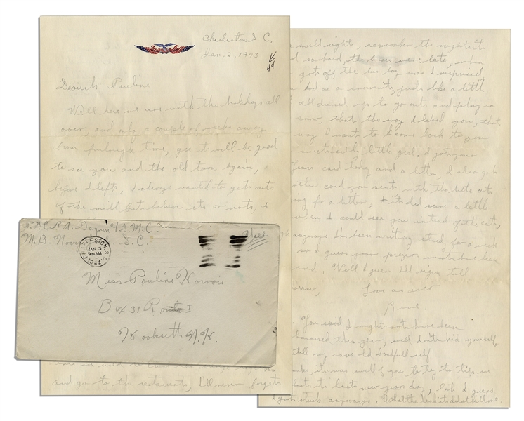 WWII Hero Rene Gagnon Autograph Letter Signed -- ''...only a couple of weeks away from furlough time, gee it will be good to see you and the old town again...''