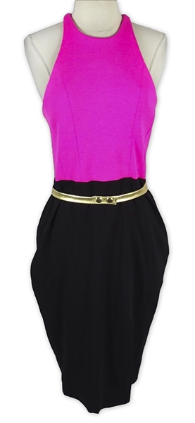 Khloe Kardashian Owned Pink & Black Dress With Gold Belt