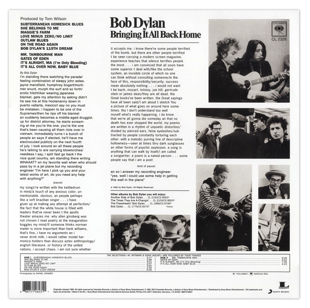 Bob Dylan Signed Album ''Bringing It All Back Home'' -- With a COA From Jeff Rosen