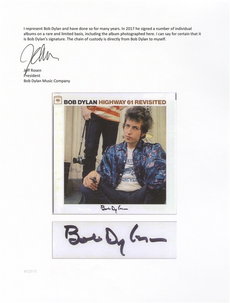 Bob Dylan Signed Album ''Highway 61 Revisited'' -- With Jeff Rosen COA