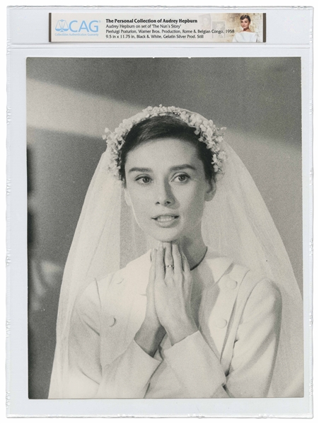 Audrey Hepburn's Personally Owned Photo From ''The Nun's Story'' in a Wedding Veil -- Taken by Photographer Pierluigi Praturlon, Measuring 9.5'' x 11.75'' -- Encapsulated by CAG