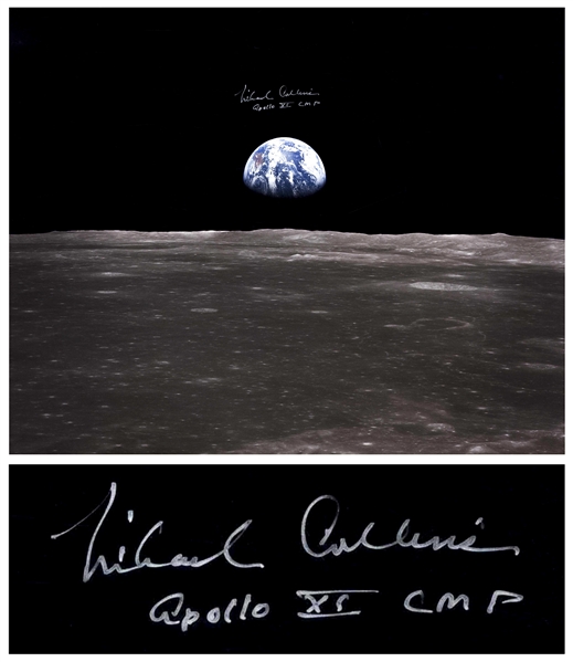 Michael Collins Signed 20'' x 16'' Photo of the Apollo 11 Version of ''Earthrise''