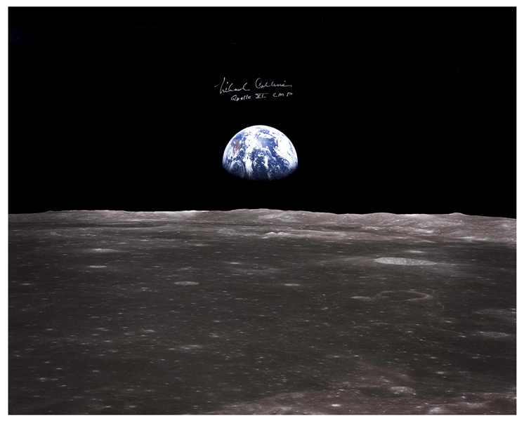 Michael Collins Signed 20'' x 16'' Photo of the Apollo 11 Version of ''Earthrise''