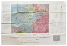 Charlie Duke Signed Apollo 16 Map Showing the Descartes Region of the Moon Measuring 44'' x 30'' -- With Extensive Handwritten Notes by Duke