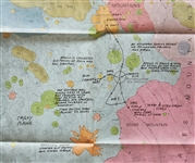 Charlie Duke Signed Apollo 16 Map Showing the Descartes Region of the Moon Measuring 44'' x 30'' -- With Extensive Handwritten Notes by Duke