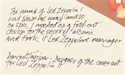 David Juniper Signed ''Led Zeppelin II'' Album -- ''...on spec, I mocked up a fold-out design for the second album and took it to Led Zeppelin's manager...''