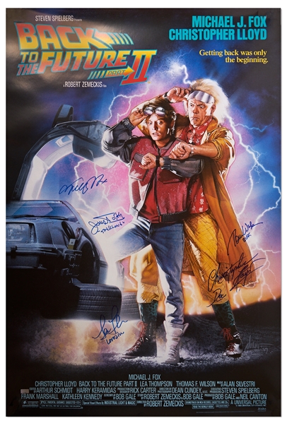 Back to the Future Cast-Signed Poster -- Includes Signatures of Michael J. Fox, Christopher Lloyd & Lea Thompson