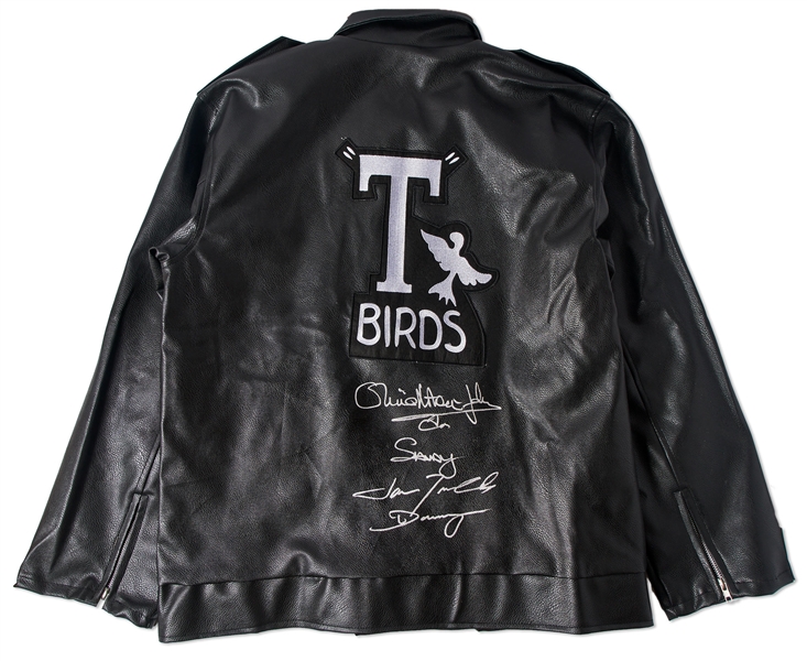 John Travolta and Olivia Newton-John Signed ''Grease'' Jacket, With Each Actor Adding Their Character's Name, Danny & Sandy