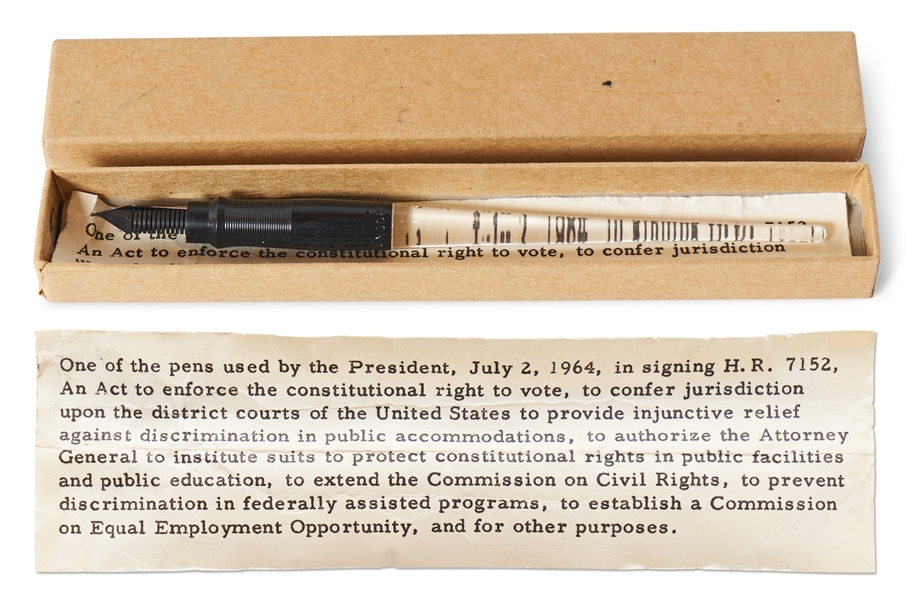 Bill-Signing Pen Used by President Lyndon Johnson to Sign the 1964 Civil Rights Act