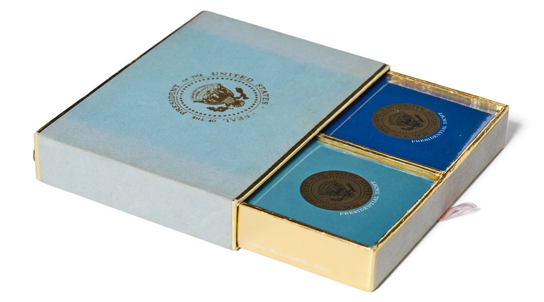 Double-Deck Set of Playing Cards in Original Presentation Box, Used on the U.S.S. Sequoia Presidential Yacht