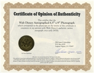 Walt Disney Signed 6.5 x 9 Photo Without Inscription from the Early 1930s -- With Phil Sears COA