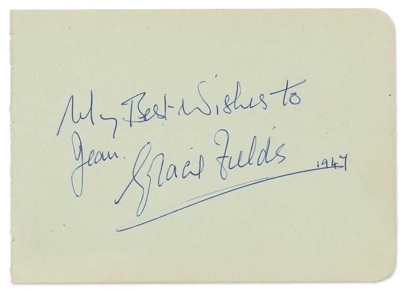 Cesar Romero Signed Autograph Album Page, Without Inscription -- Signed on Verso by Gracie Fields