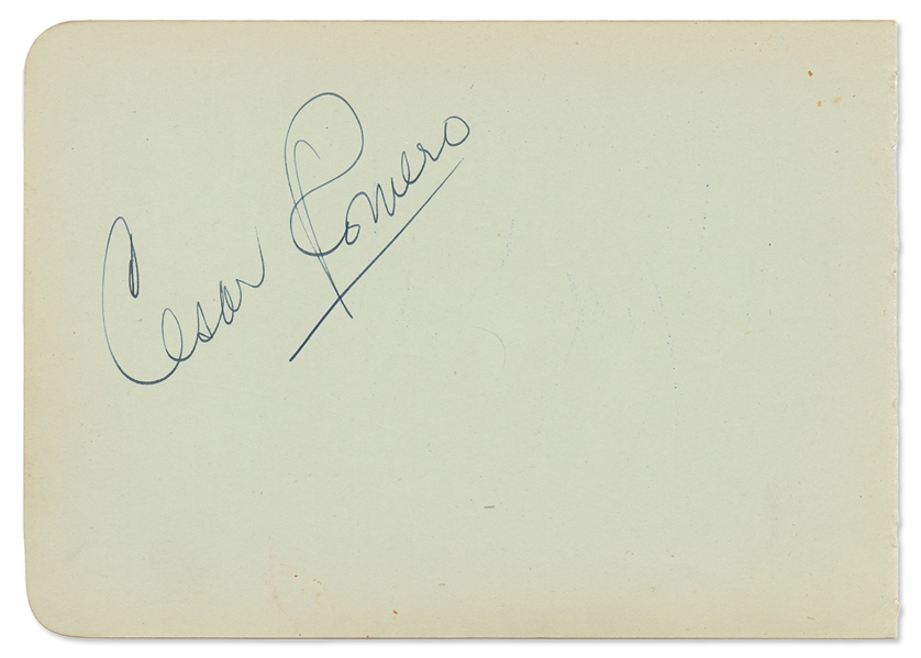 Cesar Romero Signed Autograph Album Page, Without Inscription -- Signed on Verso by Gracie Fields