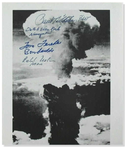 Enola Gay Crew-Signed Photo by Four Depicting the Atomic Bomb Blast -- With Steve Zarelli COA