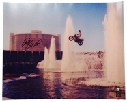 Evel Knievel Signed 20 x 16 Photo of the Caesars Palace Jump That Made Him a Star