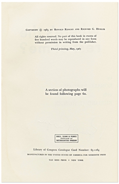 Ronald Reagan Signed Autobiography ''Where's The Rest of Me?'' -- Without Inscription -- With PSA/DNA COA