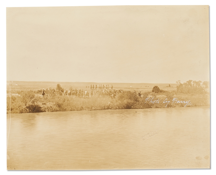 Lot of Two Photographs by David F. Barry -- Includes Barry Signed Photo of Little Bighorn Battle Site