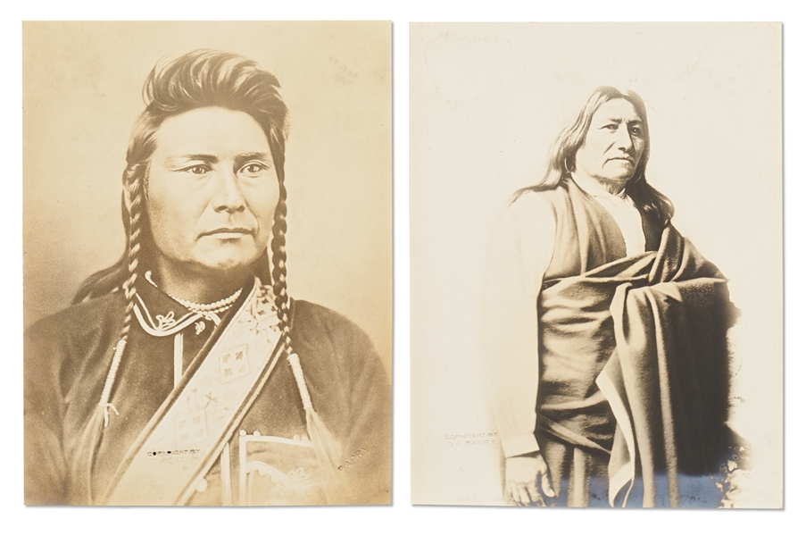 Lot of Two Photographs by David F. Barry -- One of Sioux Chief Spotted Tail and One of Nez Perce Chief Joseph