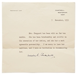 Winston Churchill Signed Letter of Recommendation -- With PSA/DNA COA