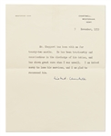 Winston Churchill Signed Letter of Recommendation -- With PSA/DNA COA