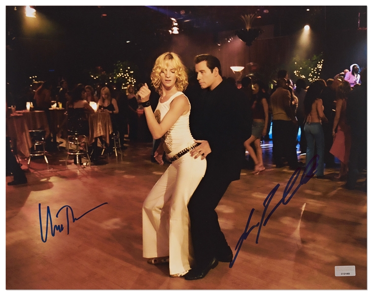 John Travolta and Uma Thurman Signed 14 x 11 Dance Photo -- With Celebrity Authentics COAs