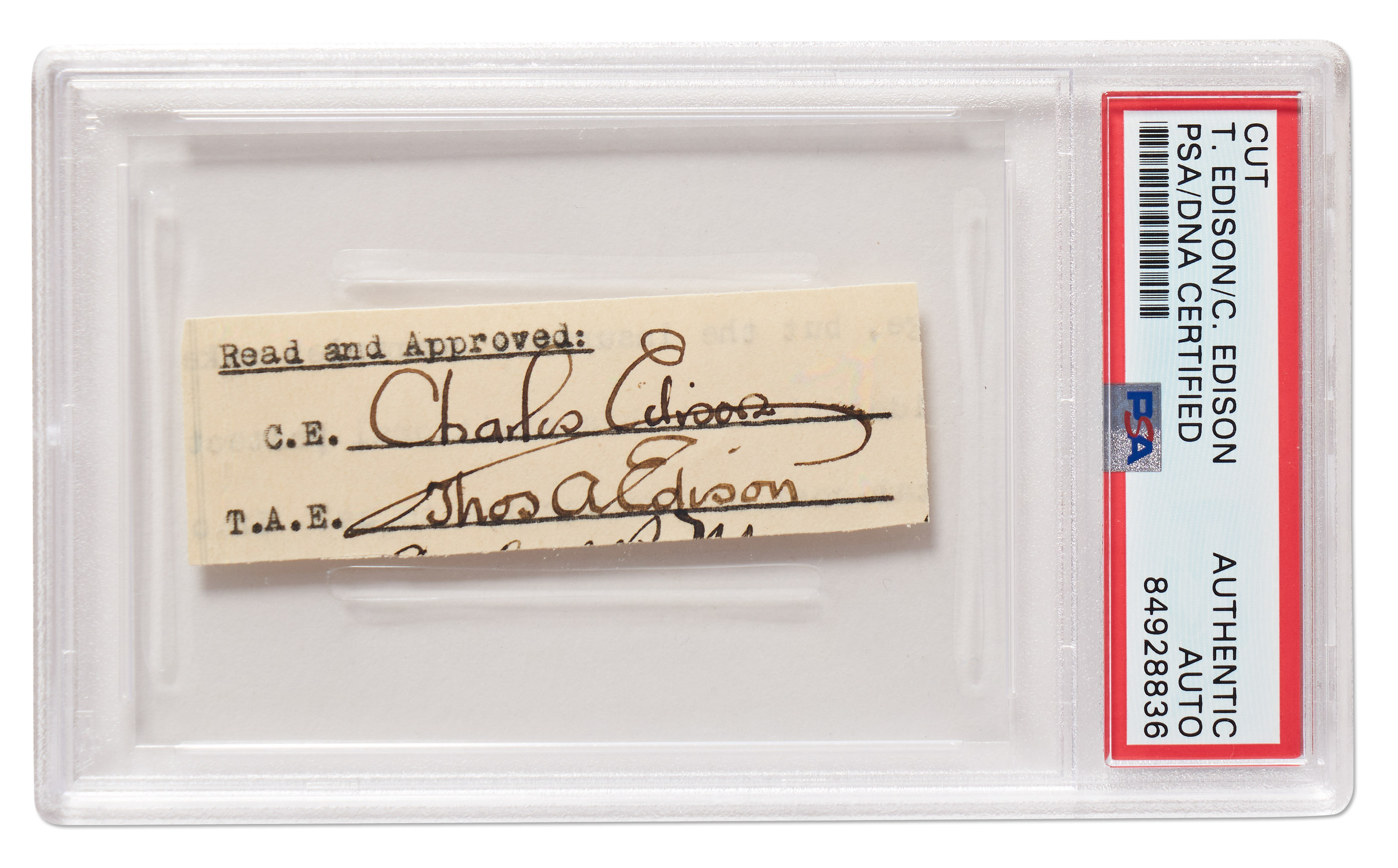 Lot Detail - Thomas Edison Signature, Encapsulated by PSA/DNA