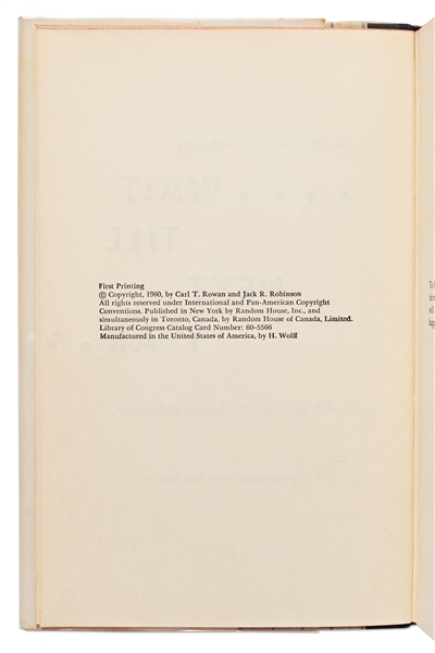 Jackie Robinson Signed First Edition, First Printing of His Autobiography ''Wait Till Next Year'' -- With PSA/DNA COA