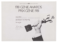 Louise Fletchers Genie Awards Nomination from 1981 for The Lucky Star
