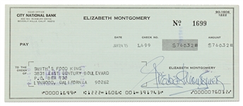 Elizabeth Montgomery Signed Check from 1975