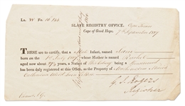 Lot of Three Slavery Registration Documents from Cape Town, South Africa in the 1820s -- ''The female slave...does not appear to be mortgaged''