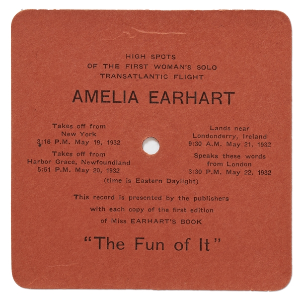 Amelia Earhart Signed First Edition of ''The Fun of It'', Without Inscription -- With Kenneth Rendell COA