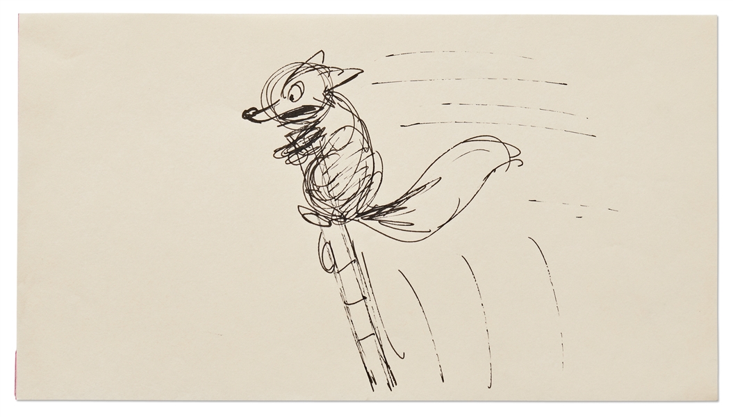 ''Mary Poppins'' Storyboard Artwork -- The Fox Holds on for Dear Life to the Carousel Horse