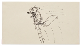 Mary Poppins Storyboard Artwork -- The Fox Holds on for Dear Life to the Carousel Horse