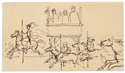 Mary Poppins Storyboard Artwork -- Mary Wins the Horse Race in the Jolly Holiday Sequence