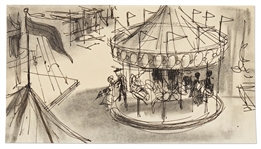 Mary Poppins Storyboard Artwork -- Showing the Carousel from the Jolly Holiday Sequence