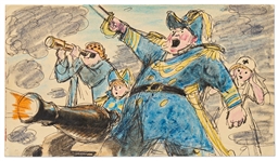 Mary Poppins Storyboard Artwork -- Showing a Scene Not in the Final Film With Admiral Boom