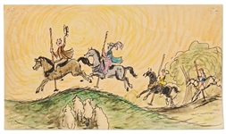Mary Poppins Storyboard Artwork -- Mary, Bert, Jane & Michael Ride the Carousel Horses
