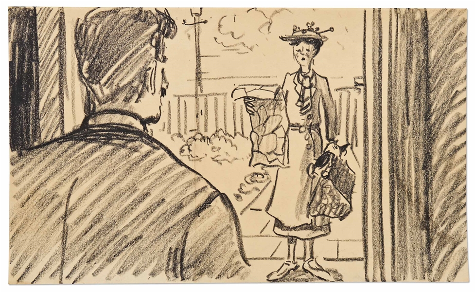 ''Mary Poppins'' Storyboard Artwork -- Mary Poppins Answers the Ad for ''The Perfect Nanny''