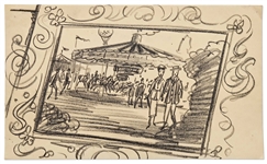 Mary Poppins Storyboard Artwork -- The Chalk Drawing Showing the Carousel from Jolly Holiday