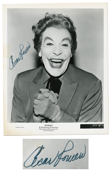 Cesar Romero Signed 8 x 10 Photo as the Joker from Batman -- With PSA/DNA and JSA COAs