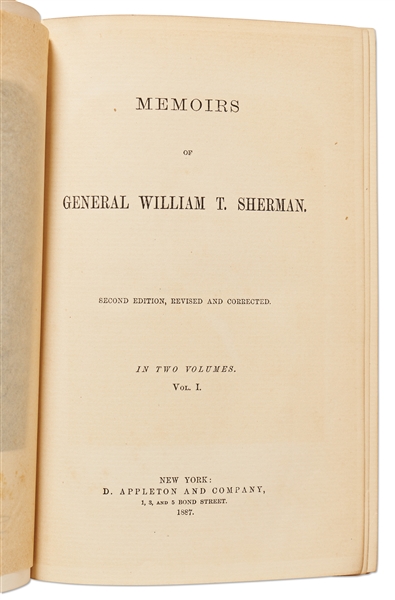 General William T. Sherman Signed Volume of His Memoirs