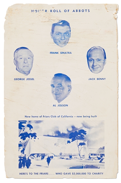 Dean Martin, Tony Curtis, Milton Berle, Kirk Douglas and Buddy Hackett Signed Friar's Club Program for a Roast of Leo Durocher