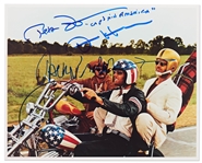 Easy Rider Cast-Signed 10 x 8 Photo -- Signed by Jack Nicholson, Peter Fonda & Dennis Hopper -- with PSA/DNA COA